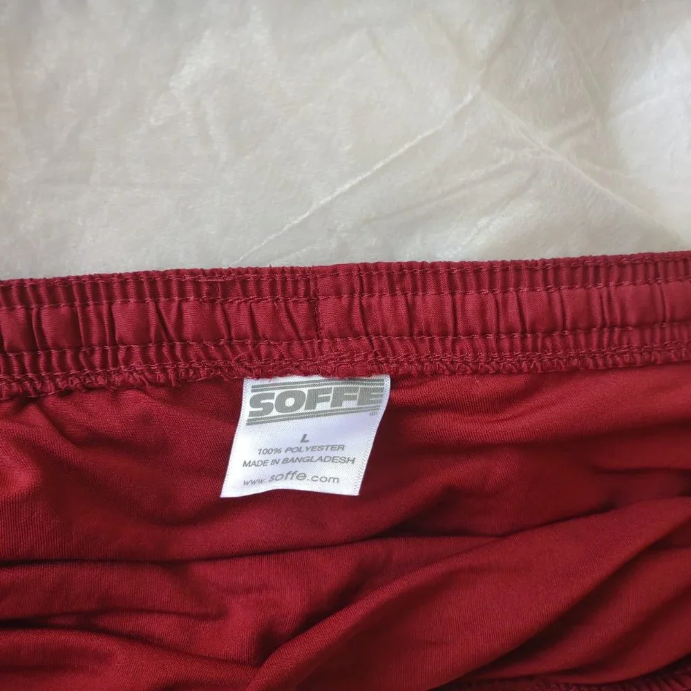 Soffe Burgundy / Maroon Printed Elasticated Waist Athletic Short Size L Lined - Picture 5 of 9